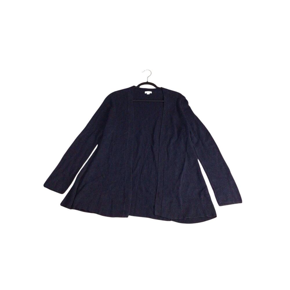 J. Jill Size Small Linen Blend Open Front Cardigan Sweater Navy Blue